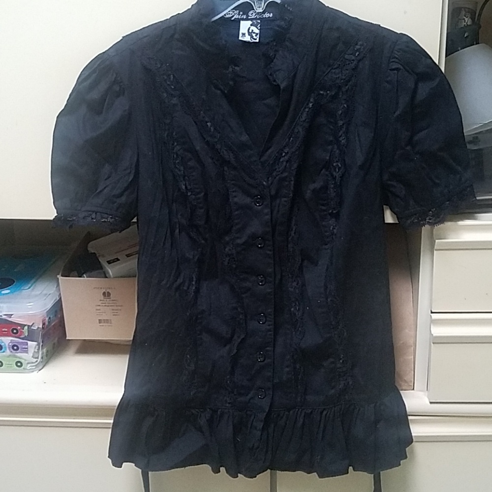 Spin Doctor lace button up blouse Medium